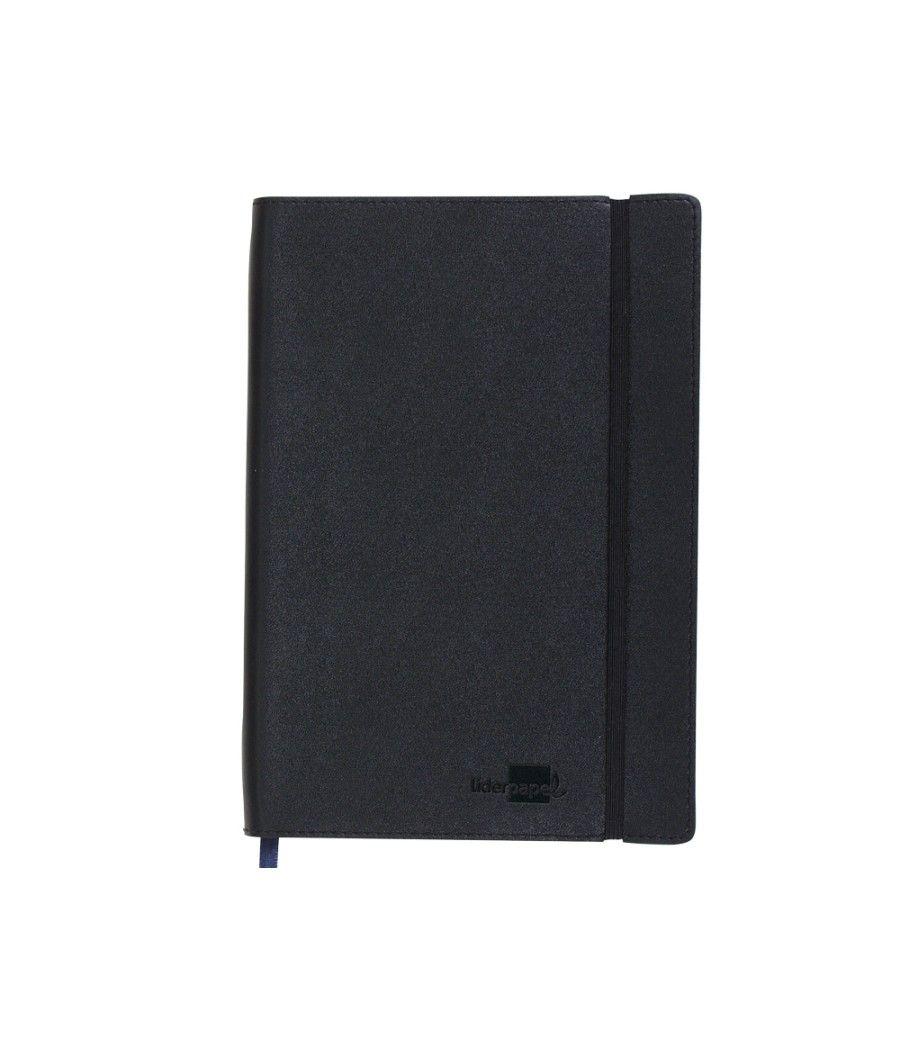 Libreta liderpapel simil piel a5 120 hojas 70g/m2 cuadro 4mm sin margen negro - Imagen 1