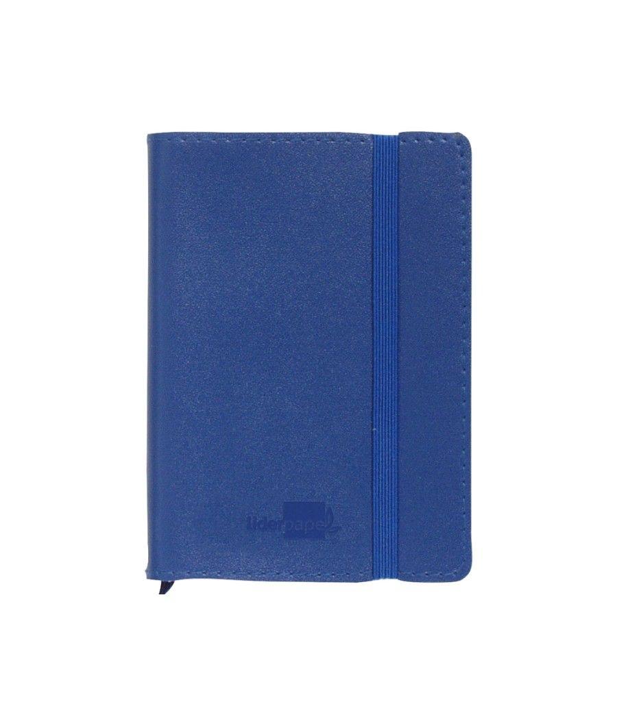 Libreta liderpapel simil piel a5 120 hojas 70g/m2 cuadro 4mm sin margen azul - Imagen 1