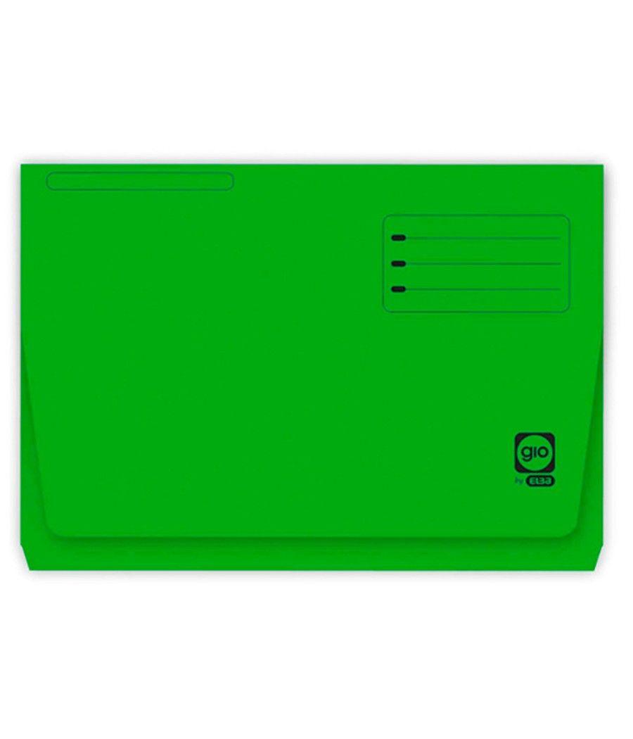 Subcarpeta cartulina gio folio pocket verde con bolsa y solapa 250gr. - Imagen 1