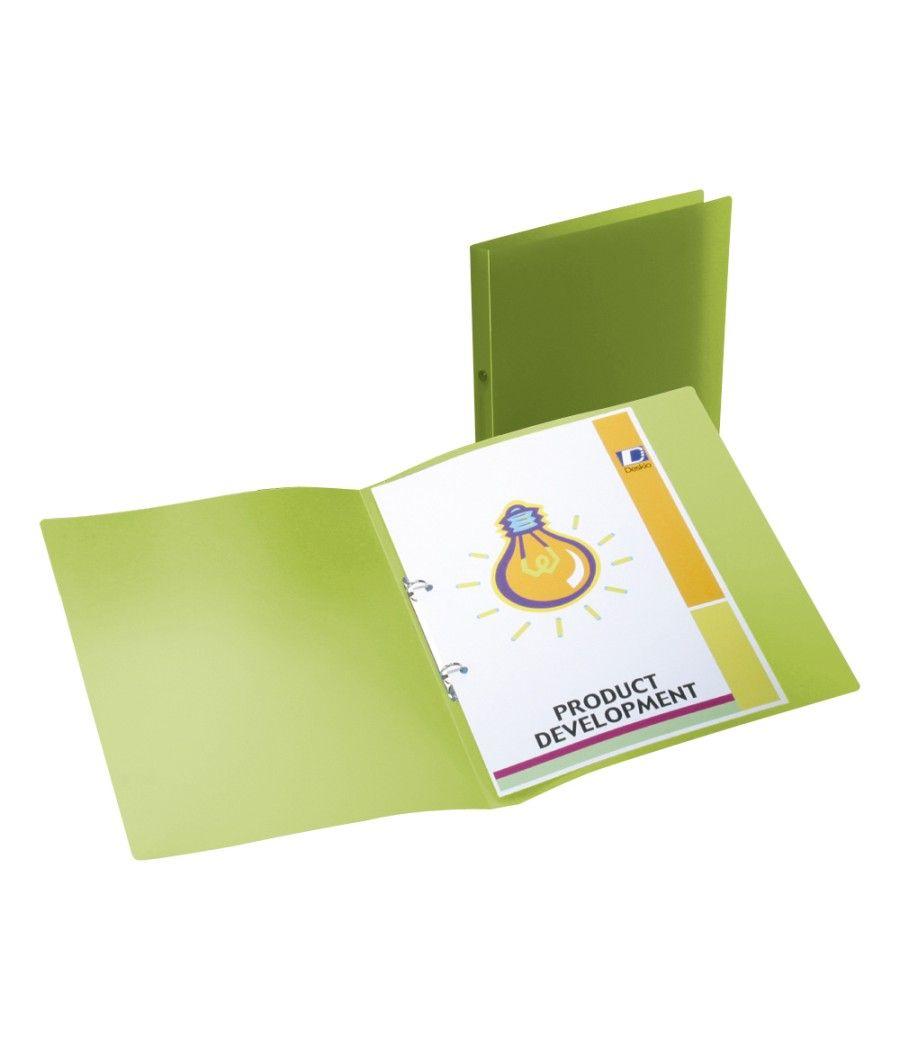 Carpeta liderpapel 2 anillas redondas mini 15 mm 49073 polipropileno din a4 verde translucido - Imagen 1