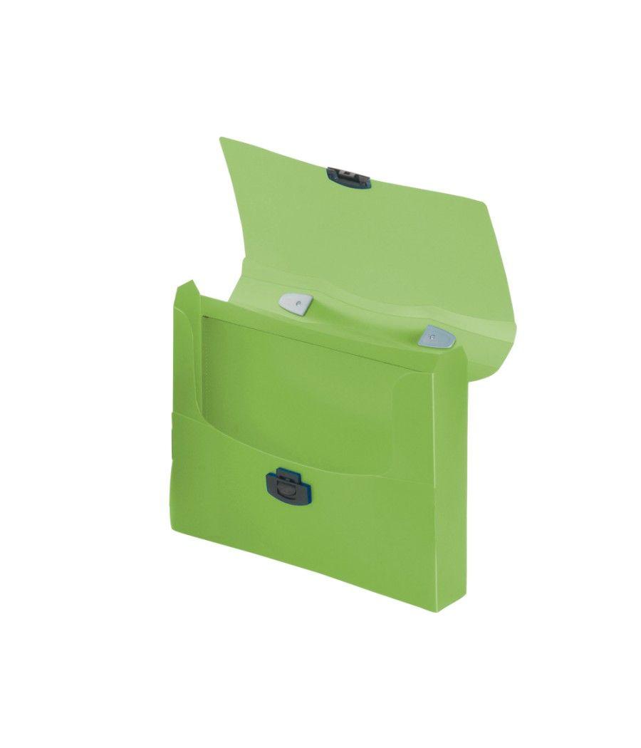 Carpeta liderpapel portadocumentos broche polipropileno din a4 verde transparente con asa - Imagen 1