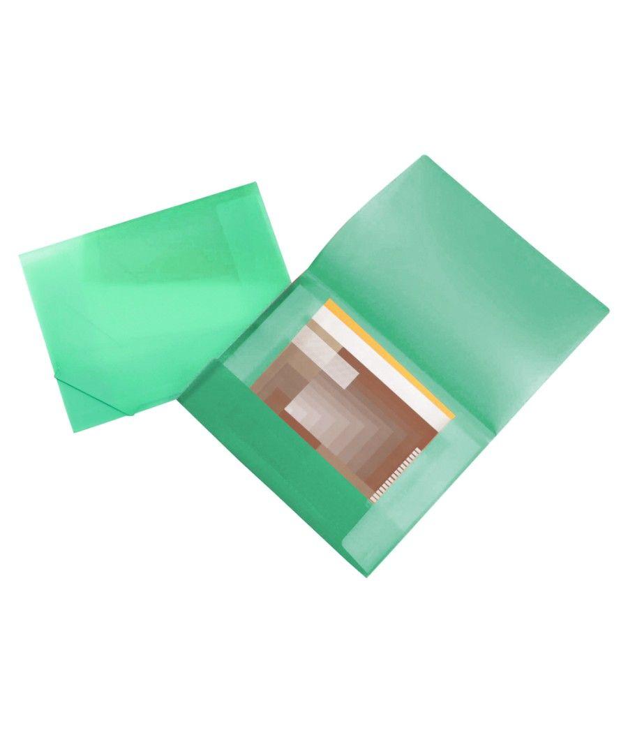 Carpeta liderpapel portadocumentos 44803 solapas polipropileno din a3 verde translucido lomo flexible - Imagen 1