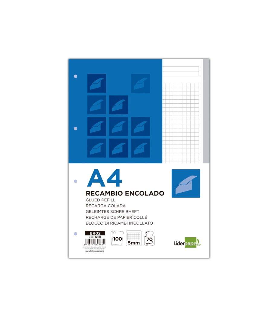 Bloc encolado liderpapel cuadro 5mm gris a4 natural 100 hojas 70 g/m2 - Imagen 1