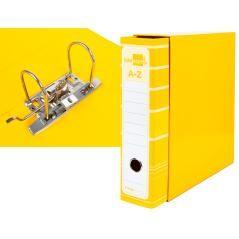 Archivador de palanca liderpapel a4 filing system forrado sin rado lomo 80mm amarillo con caja y compresor metal - Imagen 1