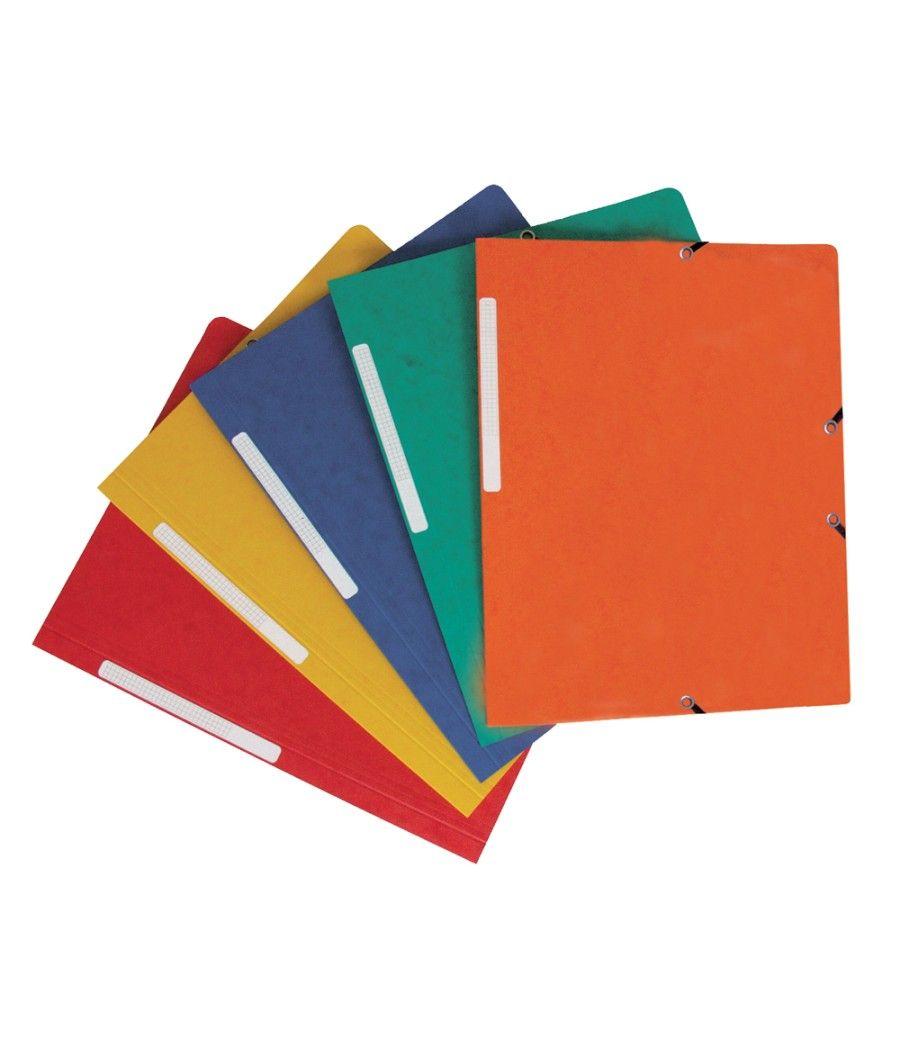 Carpeta q-connect gomas kf02174 cartón simil-prespan solapas 320x243 mm surtidas roja-amarilla-azul-verde-naran - Imagen 1