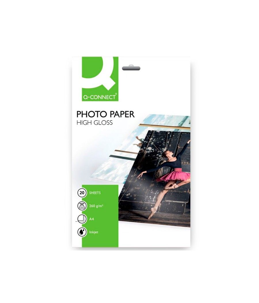 Papel q-connect foto glossy kf02163 din a4 alta calidad digital photo -para ink-jet bolsa de 20 hojas de 260 gr - Imagen 1