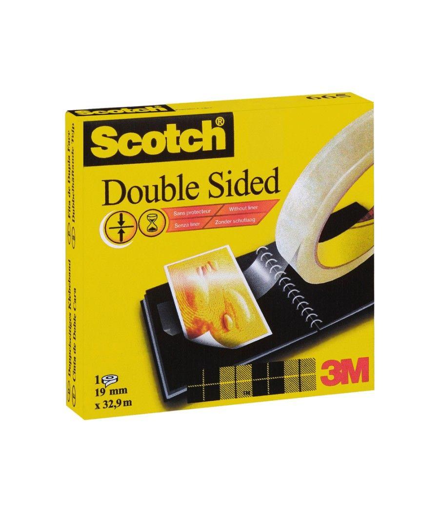 Cinta adhesiva scotch dos caras 33 mt x 19 mm - Imagen 1