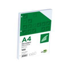 Recambio liderpapel a4 100 hojas 100g/m2 liso con margen 4 taladros - Imagen 1