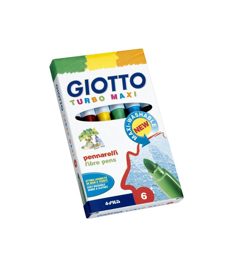 Rotulador giotto turbo-maxi caja de 6 colores lavables con punta bloqueada - Imagen 1