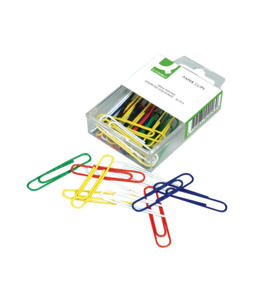 Clips colores q-connect 50 mm caja de 30 unidades colores surtidos - Imagen 1