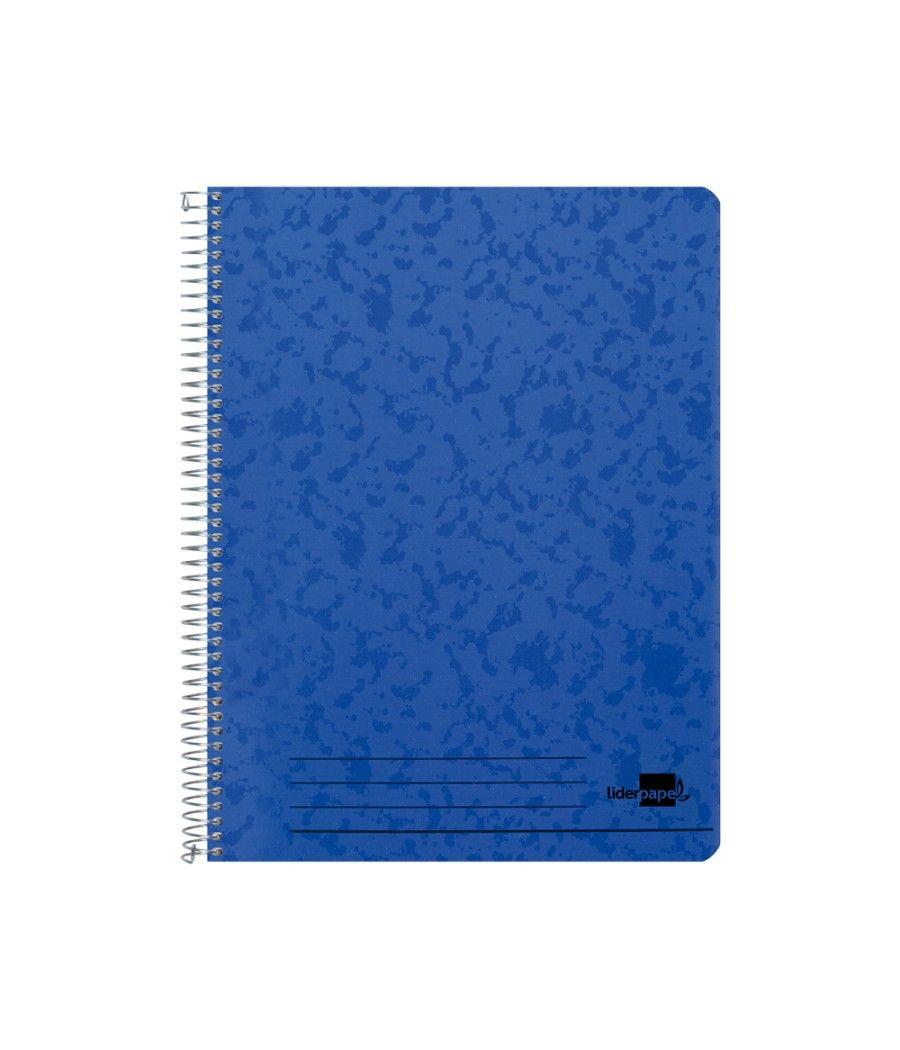 Cuaderno espiral liderpapel folio 100h cuadro 4mm tapa azul con margen 70 gr - Imagen 1