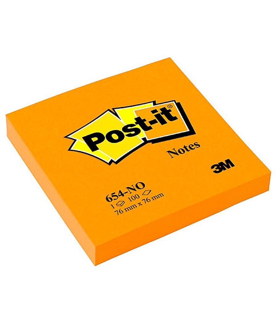 Bloc de notas adhesivas quita y pon post-it 76x76 mm naranjaneon con 100 hojas - Imagen 1