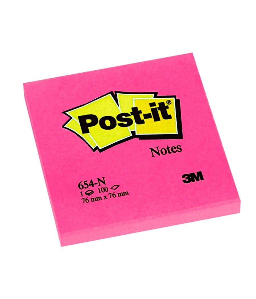 Bloc de notas adhesivas quita y pon post-it 76x76 mm fucsia neon con 100 hojas - Imagen 1