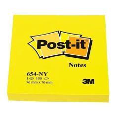 Bloc de notas adhesivas quita y pon post-it 76x76 mm amarillo neon con 100 hojas - Imagen 1