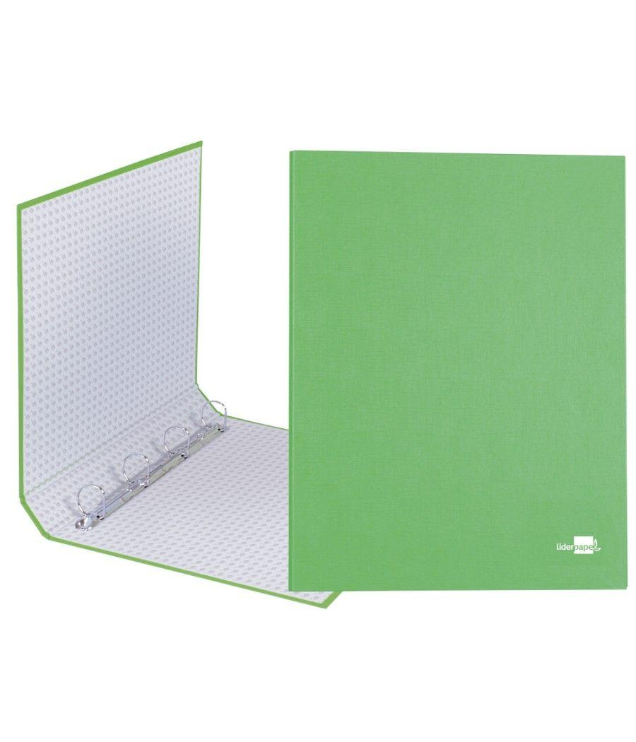 Carpeta de 4 anillas 25mm mixtas liderpapel folio cartónforrado paper coat verde frosty - Imagen 1