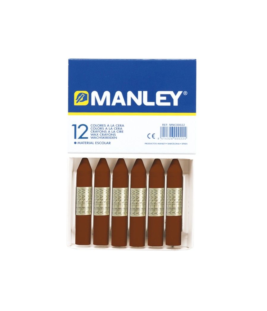 Lápices cera manley unicolor pardo n.29 caja de 12 unidades - Imagen 1