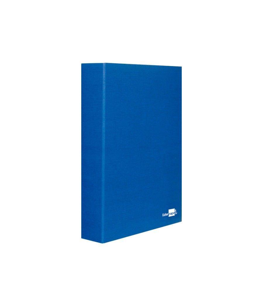 Carpeta de 4 anillas 40mm mixtas liderpapel folio cartón forrado paper coat azul - Imagen 1