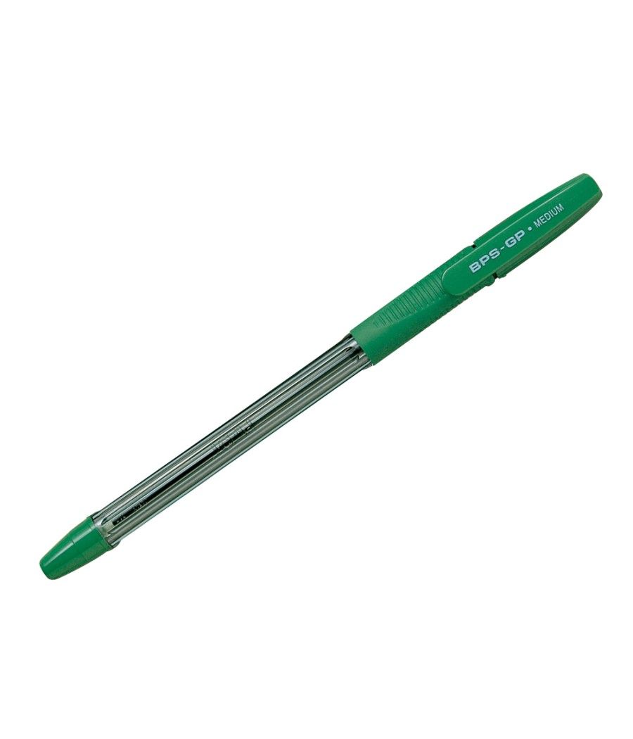 Bolígrafo pilot bps-gp verde sujecion de caucho tinta base de aceite con capuchón - Imagen 1