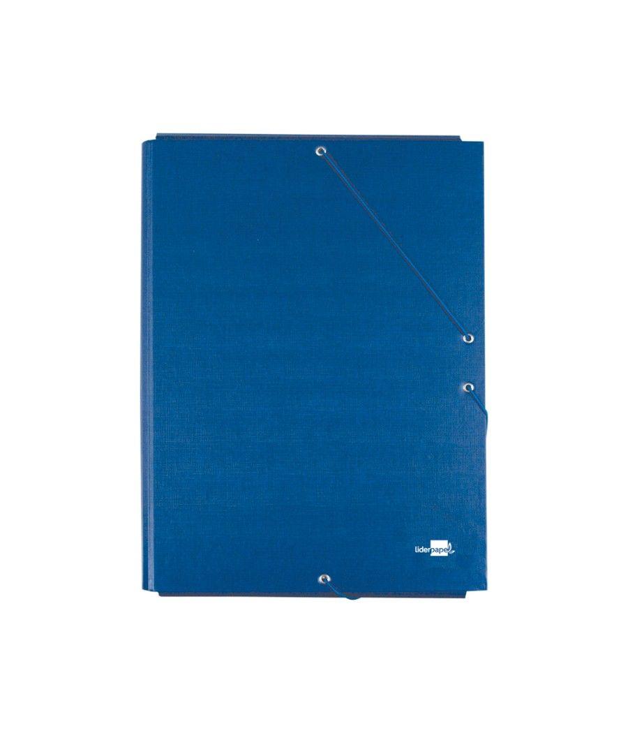 Carpeta liderpapel gomas folio 3 solapas cartón forrado azul - Imagen 1