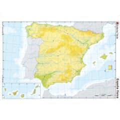 Mapa mudo color din a4 españa -fisico - Imagen 1