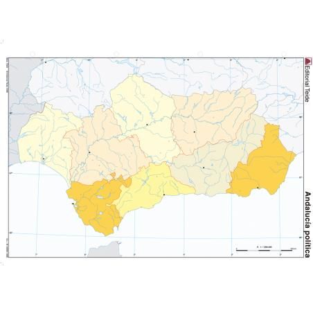 Mapa mudo color din a4 andalucia politico - Imagen 1
