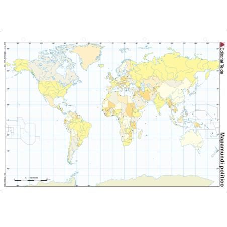 Mapa mudo color din a4 planisferio politico - Imagen 1