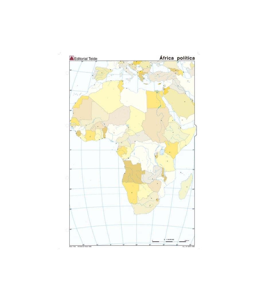 Mapa mudo color din a4 africa -politico - Imagen 1