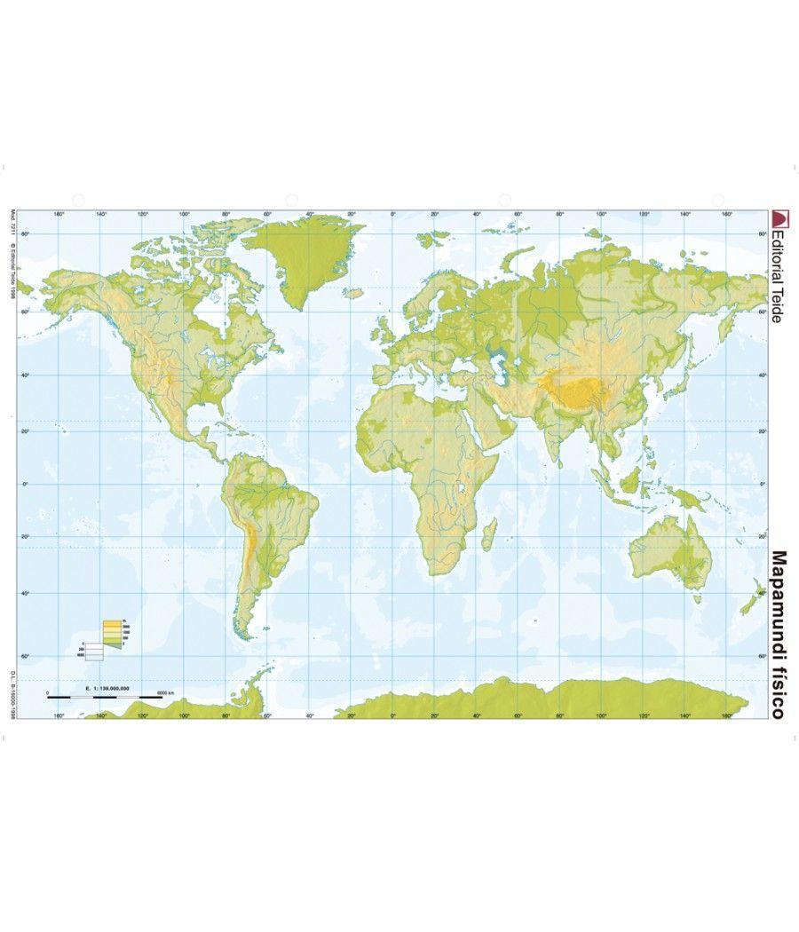 Mapa mudo color din a4 planisferio fisico - Imagen 1