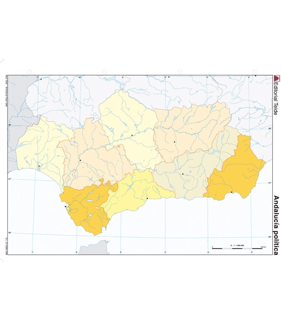 Mapa mudo color din a4 andalucia politico - Imagen 1