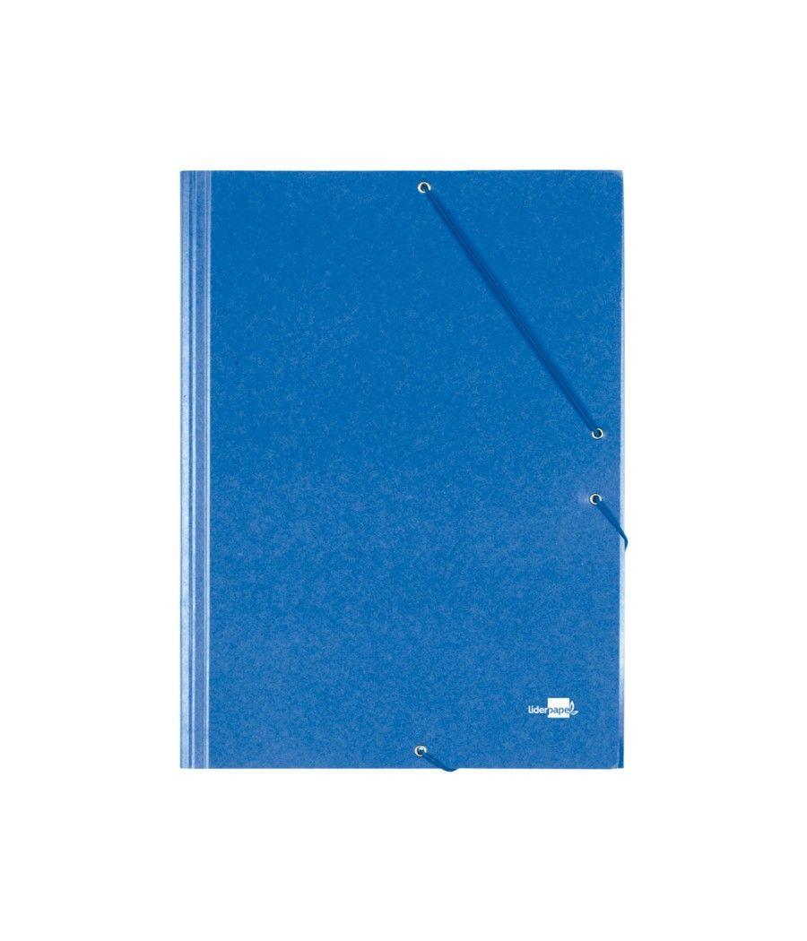 Carpeta liderpapel gomas folio 3 solapas cartón prespan azul - Imagen 1