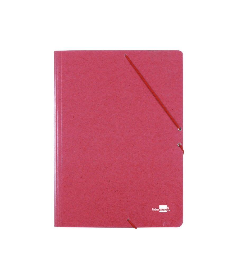 Carpeta liderpapel gomas folio 3 solapas cartón prespan roja - Imagen 1