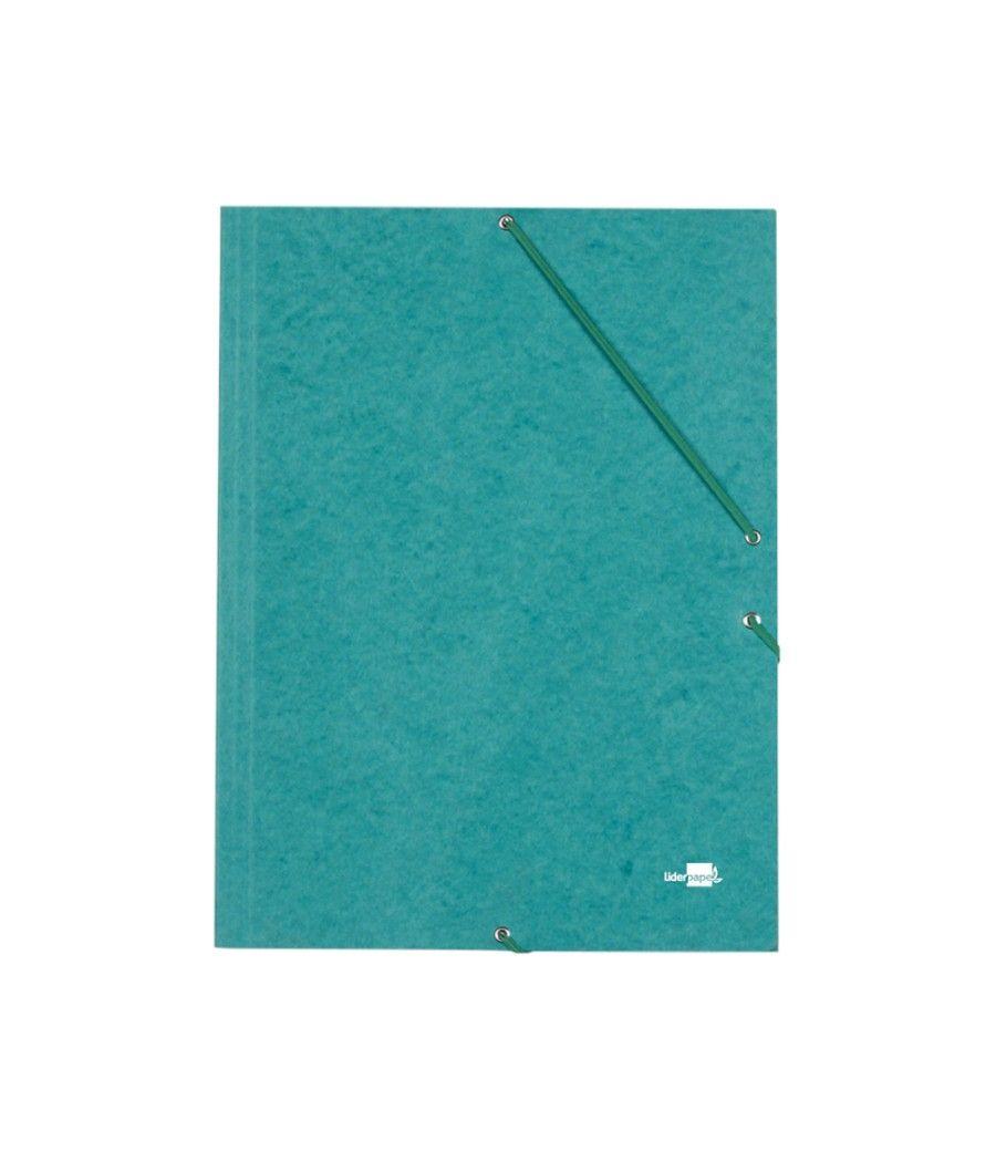 Carpeta liderpapel gomas folio 3 solapas cartón simil prespan verde - Imagen 1