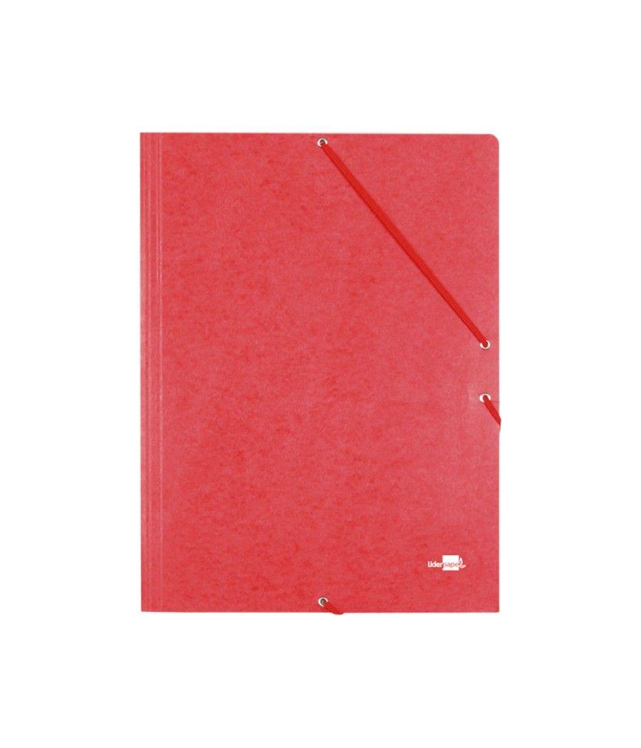 Carpeta liderpapel gomas folio 3 solapas cartón simil prespan roja - Imagen 1