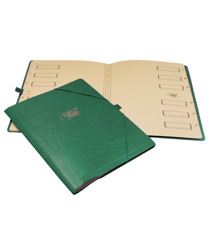 Carpeta clasificador cartón compacto saro folio verde -12 departamentos - Imagen 1