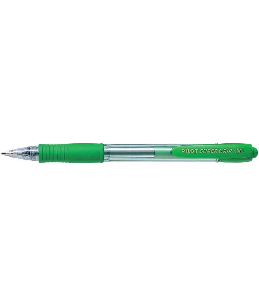 Bolígrafo pilot super grip verde retráctil sujecion de caucho tinta base de aceite - Imagen 1