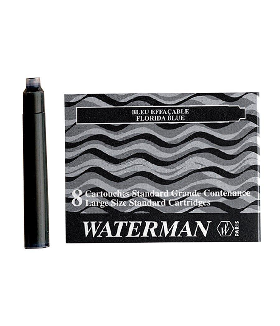 Tinta estilográfica waterman serenity blue caja de 8 cartuchos standard largos - Imagen 1