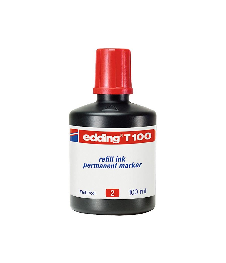 Tinta rotulador edding t-100 rojo frasco de 100 ml - Imagen 1