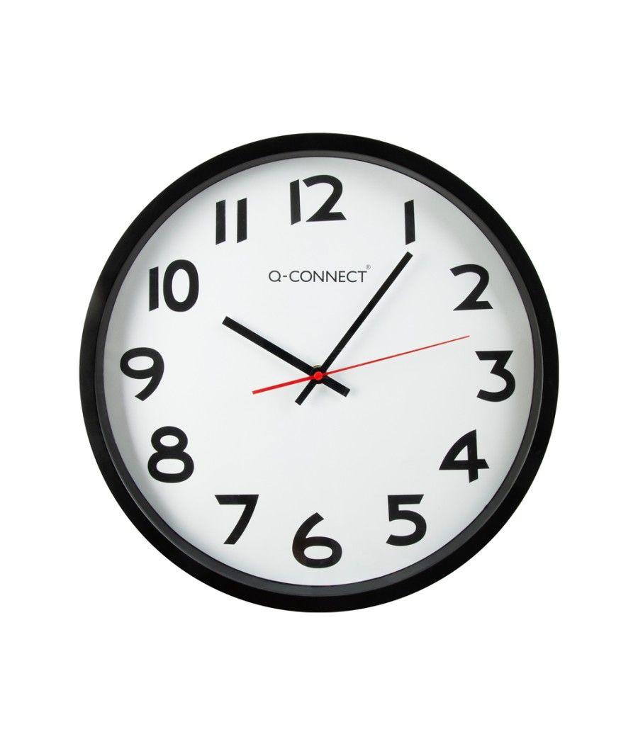 Reloj q-connect de pared plástico oficina redondo 34 cm marco negro - Imagen 1