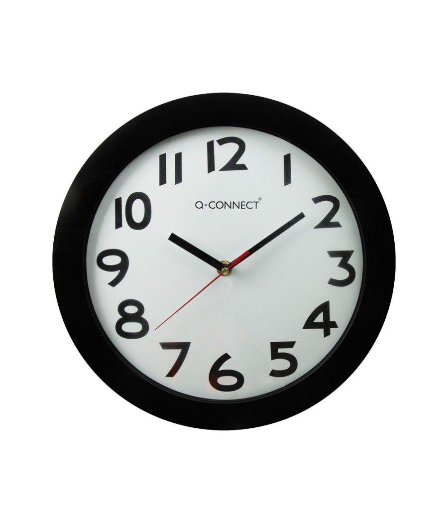 Reloj q-connect de pared plástico oficina redondo 30 cm marco negro - Imagen 1
