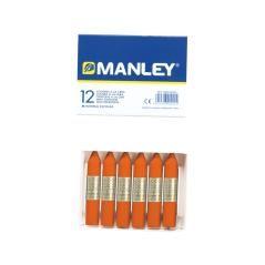 Lápices cera manley unicolor naranja n.6 caja de 12 unidades - Imagen 1