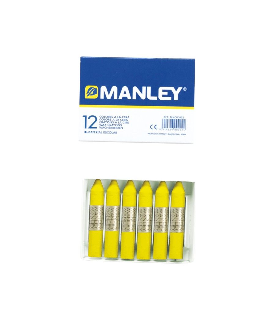 Lápices cera manley unicolor amarillo limon n.2 caja de 12 unidades - Imagen 1
