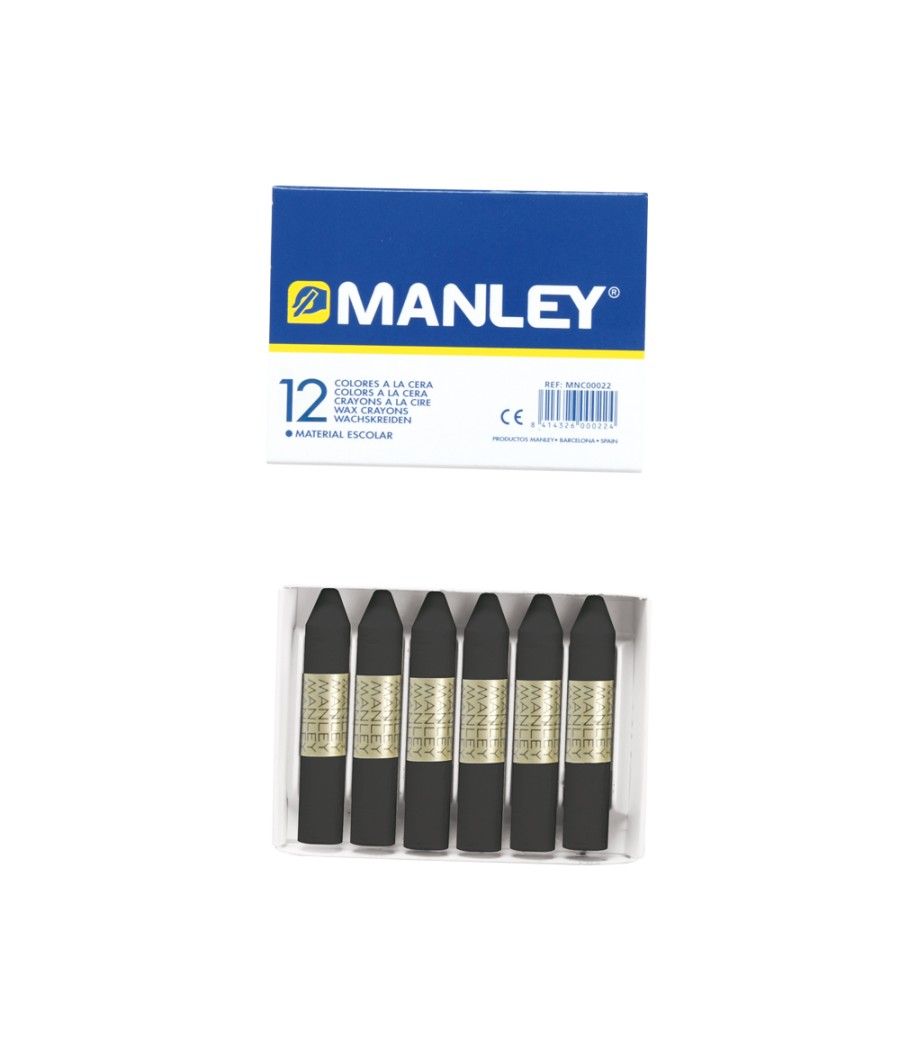 Lápices cera manley unicolor negro n.30 caja de 12 unidades - Imagen 1