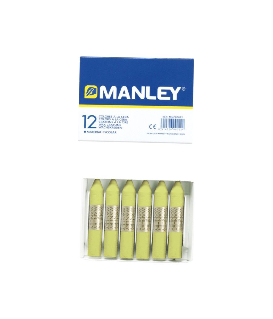 Lápices cera manley unicolor verde amarillento n.22 caja de12 unidades - Imagen 1