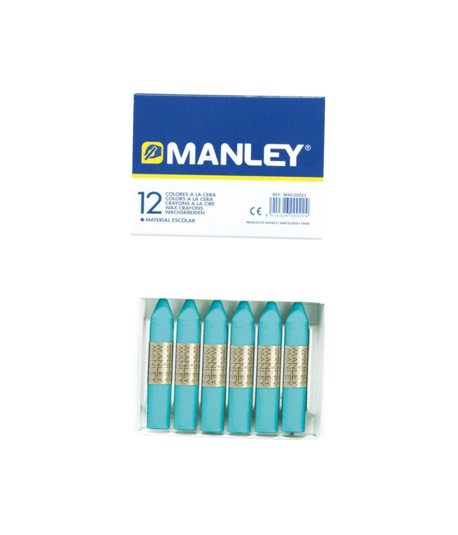 Lápices cera manley unicolor azul turquesa n.16 caja de 12 unidades - Imagen 1