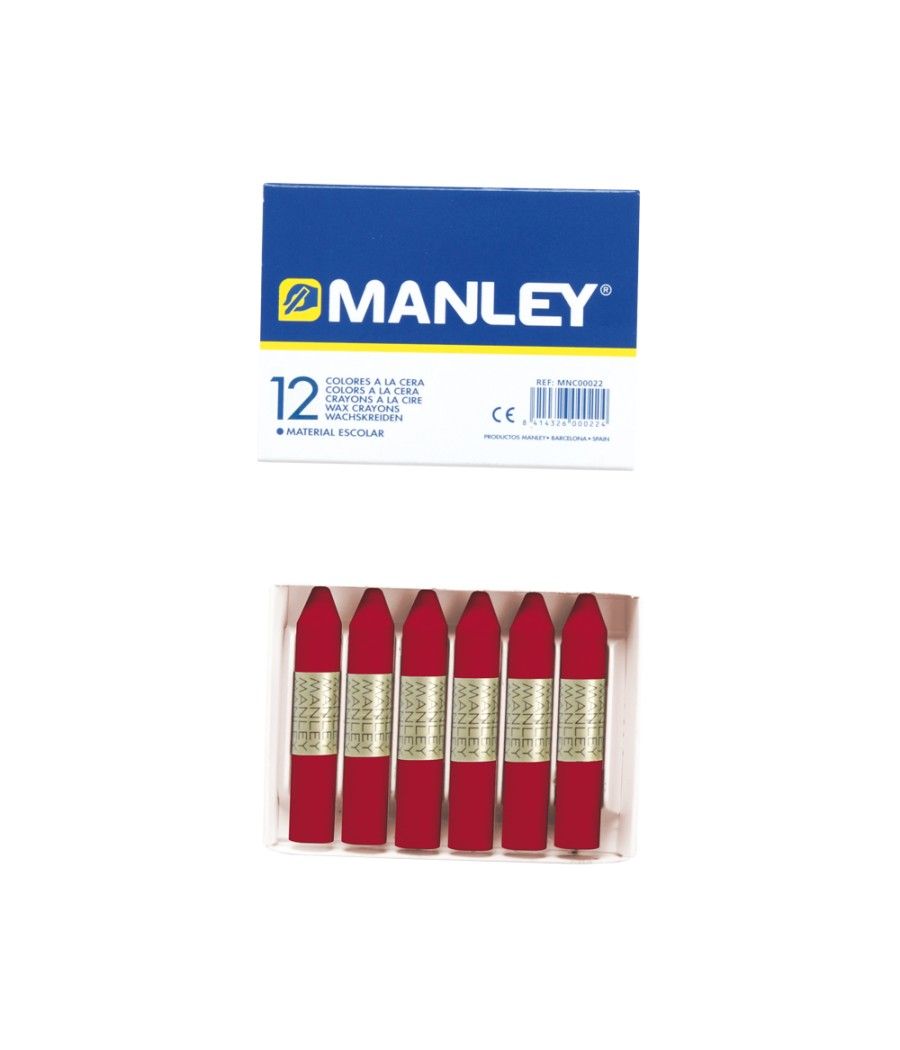 Lápices cera manley unicolor carmín n.10 caja de 12 unidades - Imagen 1