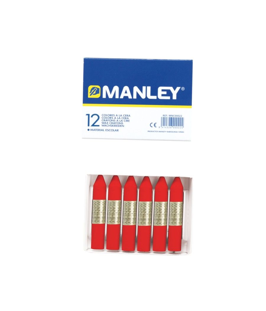 Lápices cera manley unicolor rojo escarlata n.9 caja de 12 unidades - Imagen 1