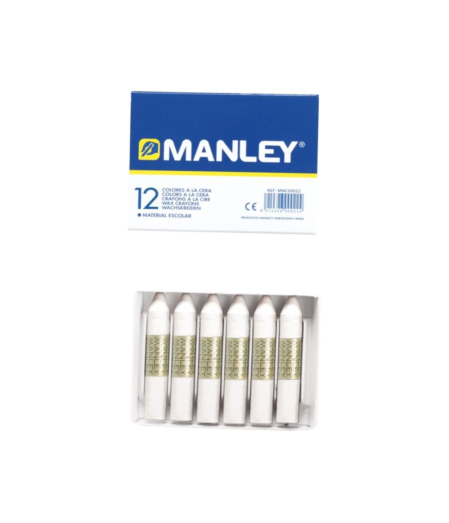 Lápices cera manley unicolor blanco n.1 caja de 12 unidades - Imagen 1