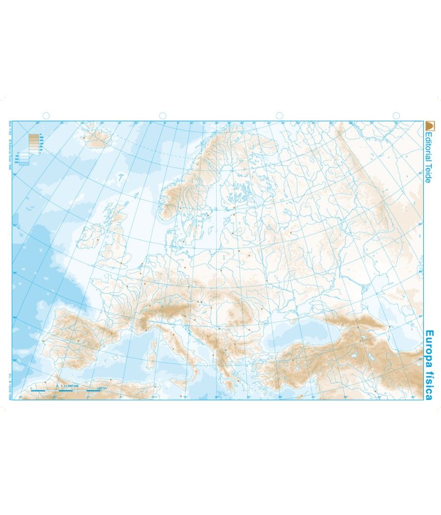 Mapa mudo b/n din a4 europa fisico - Imagen 1