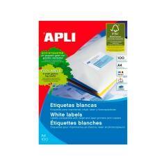 Etiqueta adhesiva apli 1274 tamaño 105x37 mm fotocopiadora láser ink-jet caja con 100 hojas din a4 - Imagen 1