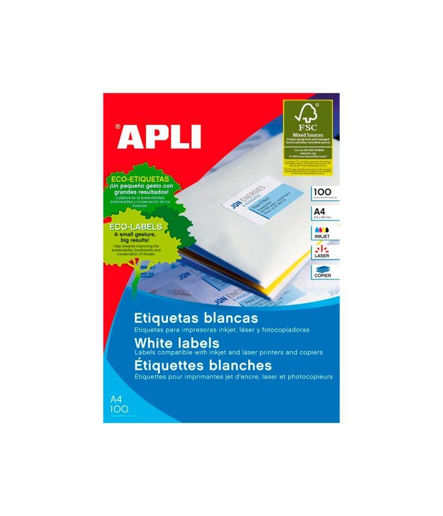 Etiqueta adhesiva apli 1274 tamaño 105x37 mm fotocopiadora láser ink-jet caja con 100 hojas din a4 - Imagen 1